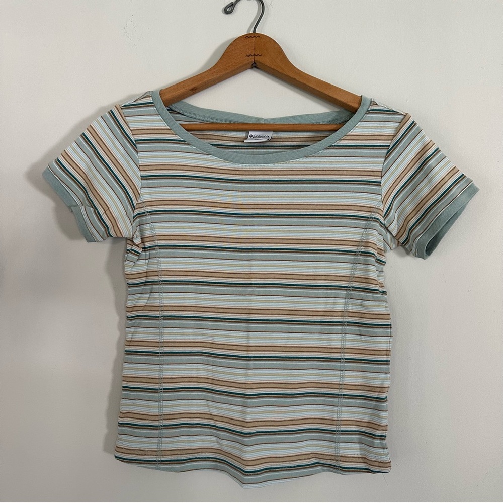 Columbia Striped Short Sleeve Tee - Blue and Brown